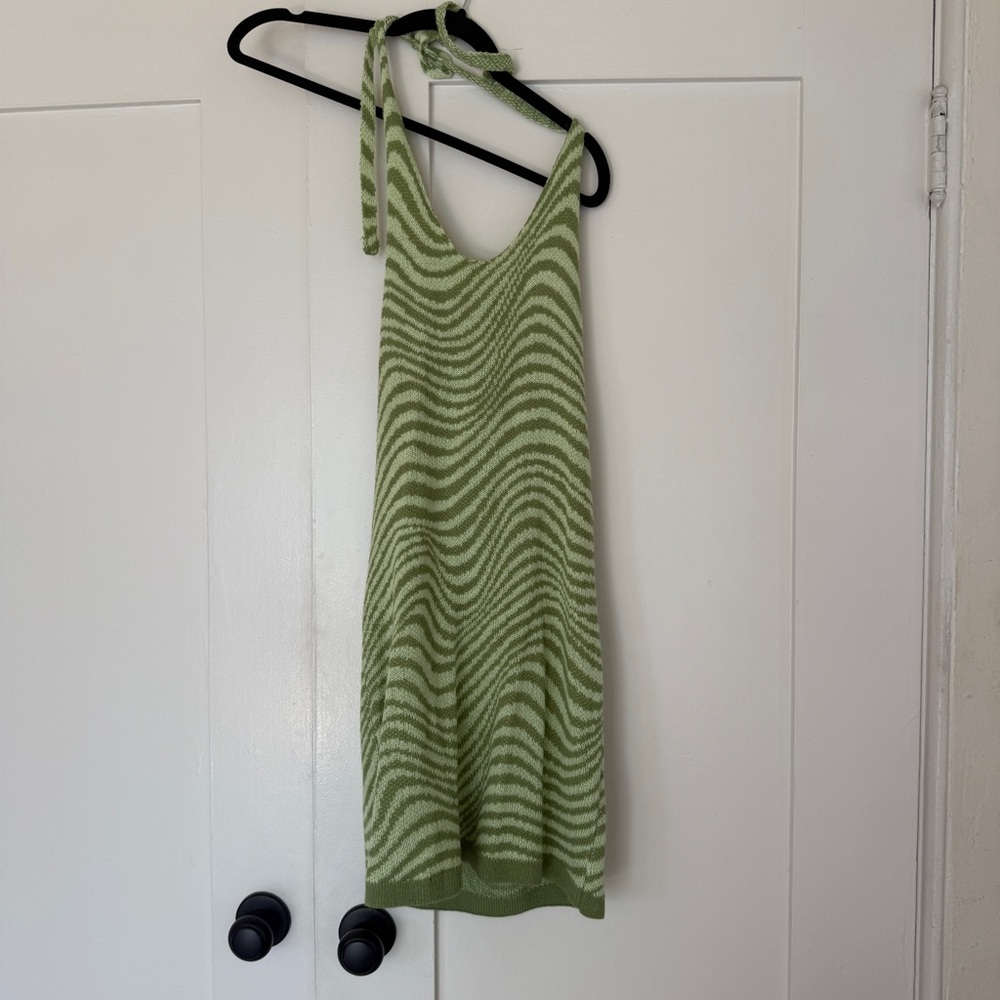 Green and White Striped Dress